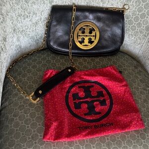Tory Burch Black and Gold Crossbody Bag EUC